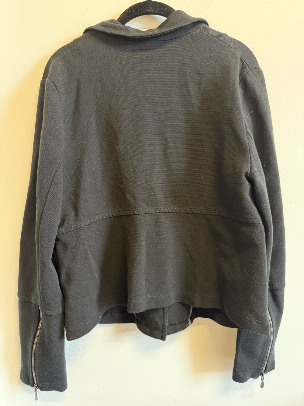 Anthropologie Black Cropped Moto Jacket L Utility Zip Cuffs - Picture 2 of 7